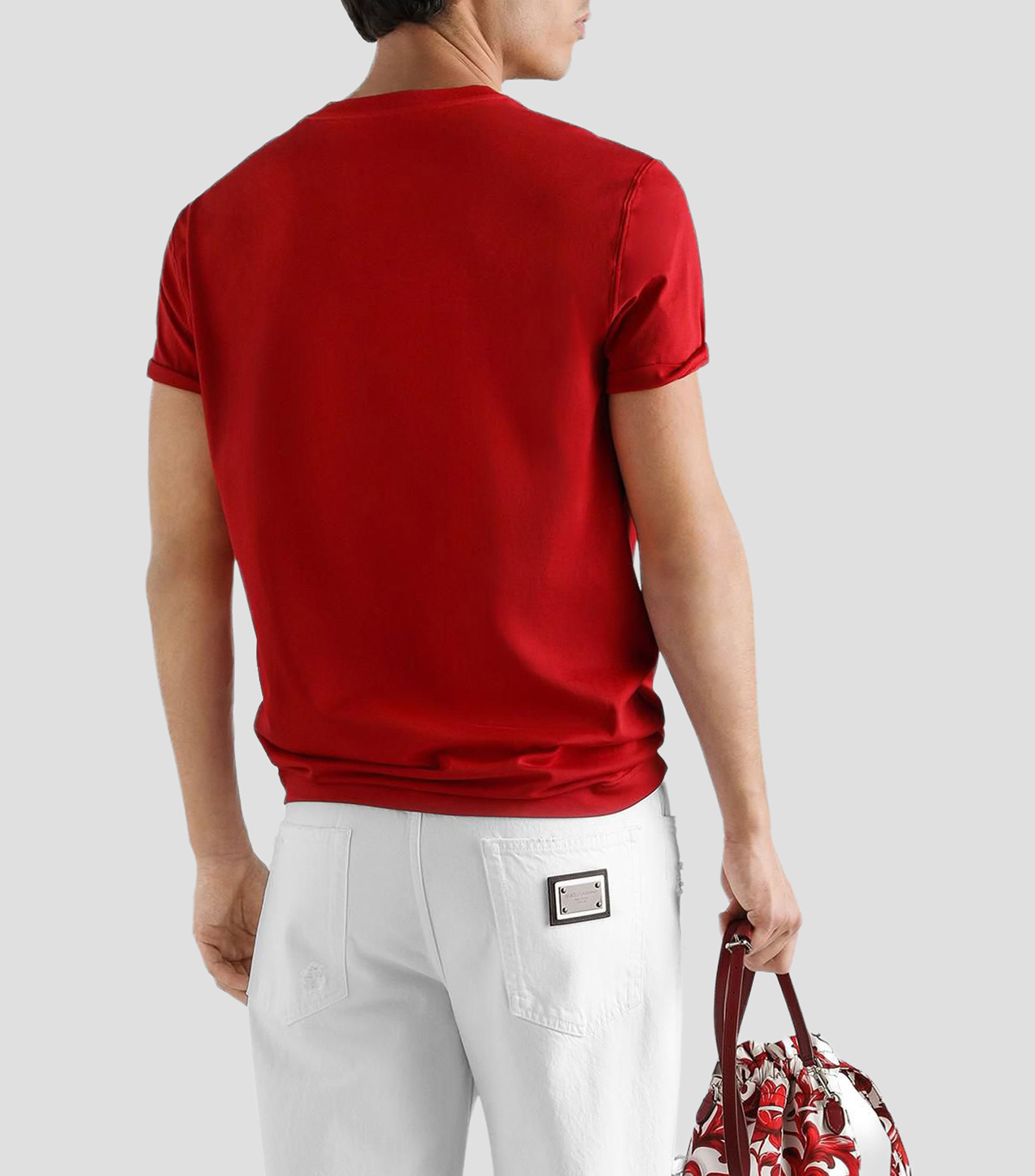 Playera cuello redondo manga corta lisa Roja Hombre